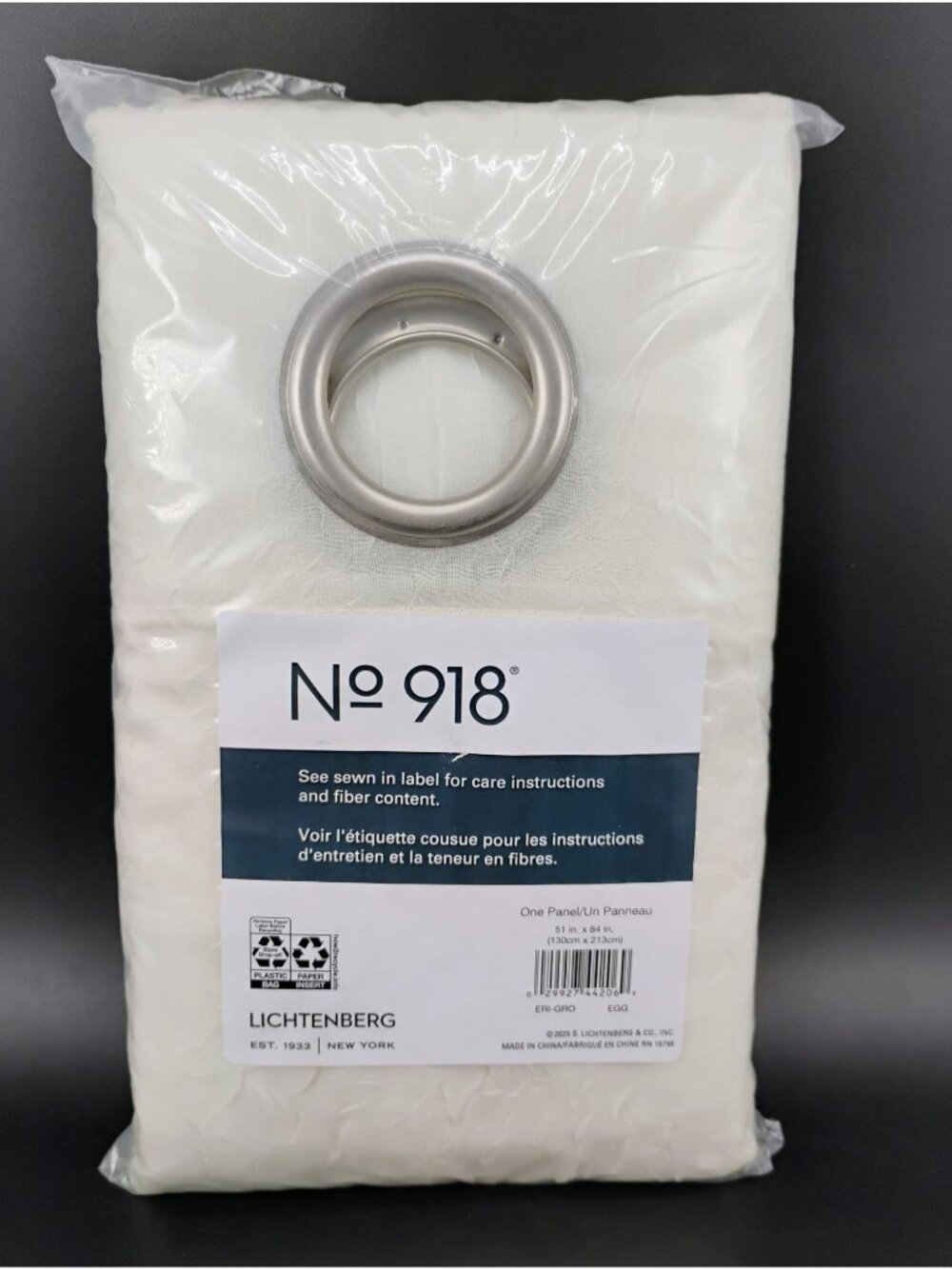 No. 918 Grommet Curtain Panel 51" X 84" White Lightweight